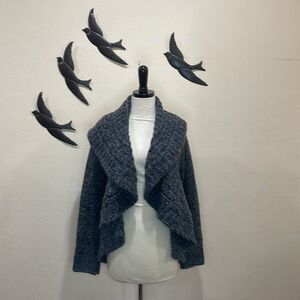 Anthropologie Elsamanda Wool Blend Shawls Collar Open Waterfall Cardigan - M